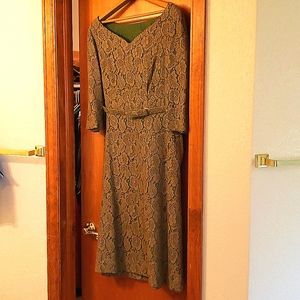 Vintage handmade lace dress size 16 green